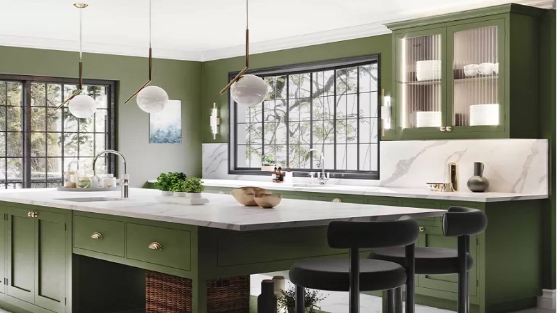 کابینت ام دی اف ۲۰۲۱ با رنگ های Bancha، Hague Blue و Railings